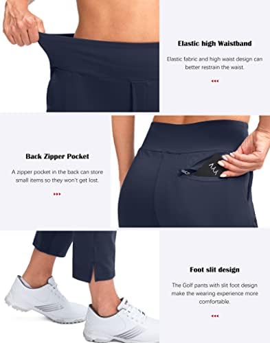 YYV Women's Golf Pants High Waist Stretch Ankle Pants with Pockets