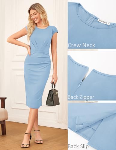 GRACE KARIN Women's Cap Sleeve Bodycon Work Business Office Midi Dress