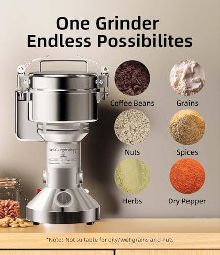 Electric Grain Mill 750g Home Flour Mill for Wheat Rice Corn Herbs Spices
