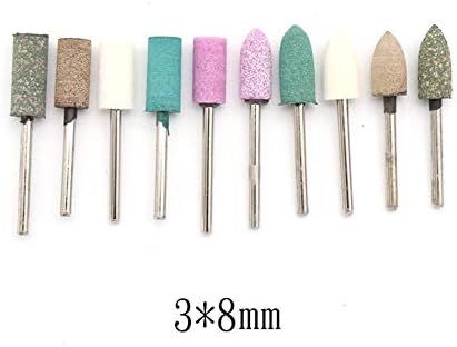 Abrasive polishing tools 100pcs Assorted Mounted Point Grinding Stone Head Wheel Rubber Leather Polishing Tips fit Electric Grinder Rotary Tool (Color : 8L, Size : 3.0m shank)