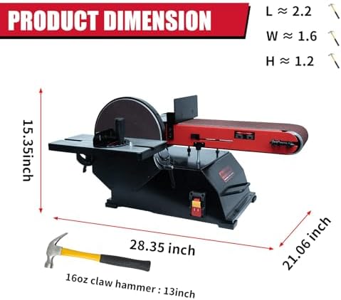 BUCKTOOL 1-1/2HP Bench Belt Disc Sander for Woodworking,6x48" Belt,10" Disc