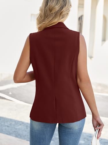 Mina Self Women's Sleeveless Vest Tops Open Front Lightweight Blazer Jacket