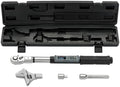 GROWNEER Digital Torque Wrench Set, Inch Pound Torque Wrench with Buzzer & LED Indicator, Electronic Wrench Set with Bits & Sockets (Black, Open Head/7.38-147.5 Ft-lbs)