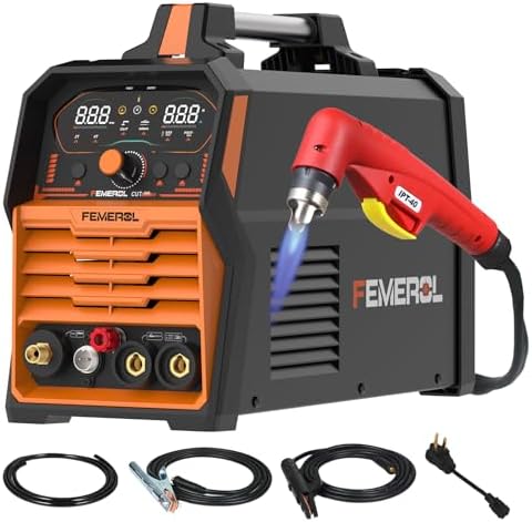 FEMEROL 2 in 1 Plasma Cutter & Stick Welder, Non-High Frequency 60A Plasma Cutting Machine 200A MMA Welder, Large Digital Display Non-Touch Pilot Arc, 110V/220V Dual Voltage Welder Combo