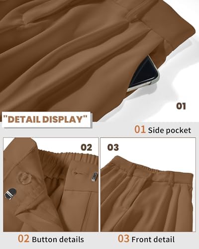 KICZOY Women Casual Wide Leg Dress Pants High Waist Lightweight Flowy Pants