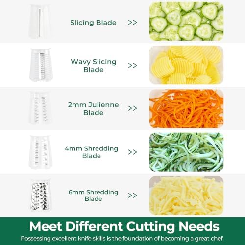 SUSTEAS Rotary Cheese Grater 5 Blades,Kitchen Mandoline Vegetable Slicer