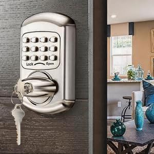 Keyless Entry Keypad Deadbolt - Digital & Mechanical Door Lock, No Low Power Risk (Silver)