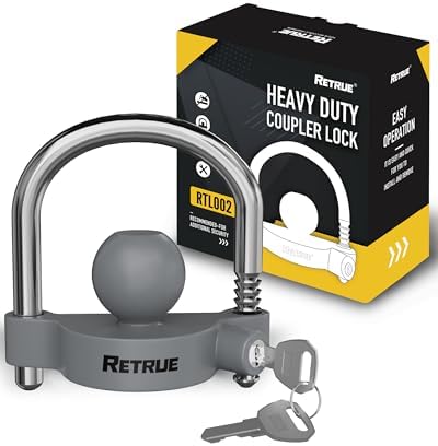 RETRUE Universal Trailer Coupler Lock, Adjustable Hitch Ball Lock, Grey
