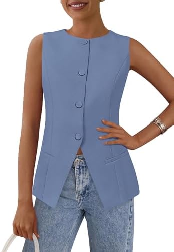 PRETTYGARDEN Women Tailored Suit Vest Business Casual Tops