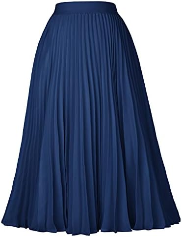 GRACE KARIN Pleated Midi Skirt for Women Chiffon A-Line Outfits