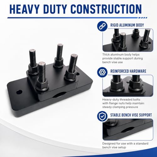 Heavy Duty Barrel Vise Tool, Aluminum Barrel Clamp with Leather Inserts, Non-Marring Bench Vise Clamp, Fits 0.67" to 1.375" Outside Diameter