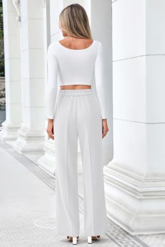 FUNYYZO Wide Leg Dress Pants for Women Work Slacks Business Casual Outfits