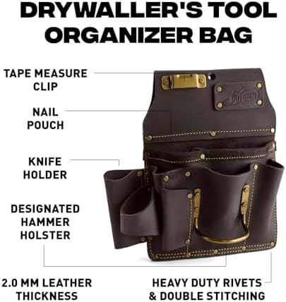 Ox Pro Full Grain Leather Tool Pouches - Made with Double Stitching and Rivet Reinforced Pockets
