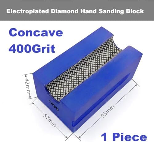Concave Electroplated Diamond Sanding Block, 400 Grit Curved Polishing Pad for Grinding Trimming Granite Marble Glass Stone Tile Wood (1 Piece)