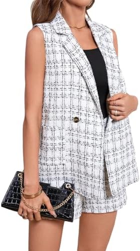 Mina Self Women's Sleeveless Vest Tops Open Front Lightweight Blazer Jacket