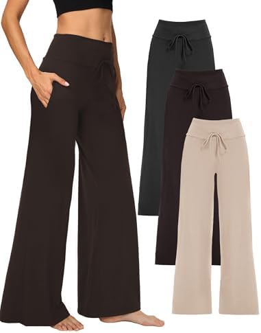 Showitty Wide Leg Pants for Women with Pockets, High Waist Yoga Lounge