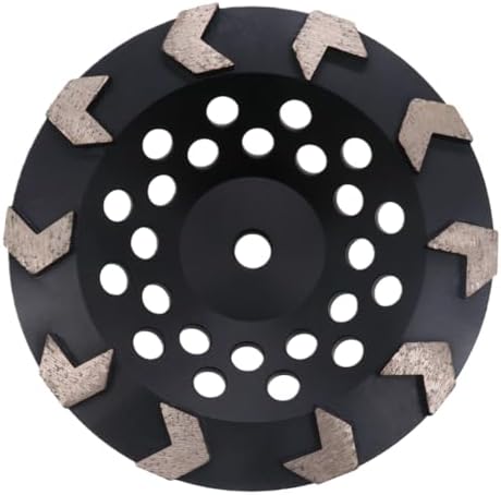 High Performance Diamond Grinding Cup Wheel, 7’’ Aggressive Arrow Segment Grinding Wheel for Concrete Thin Epoxy Coating Removal, 5/8"-11 Arbor, 30/40 Grit, 10 Segments