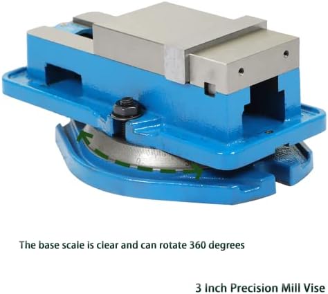 3 Inch Accuracy Mill Vise with 360 Degree Swiveling Base Heavy Duty Milling Machine Vise Fit for CNC, Milling Machines and Machining Centers