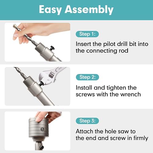 9Pcs Masonry Concrete Hole Saw Kit (30 40 65 80 100 mm)
