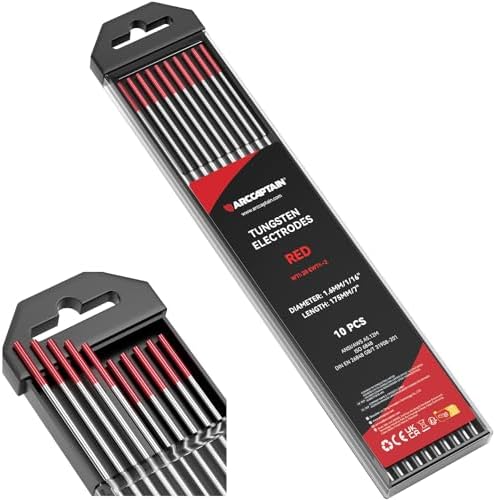 ARCCAPTAIN TIG Welding Tungsten Electrode 10-Pack 1/16"x 7" (Red)