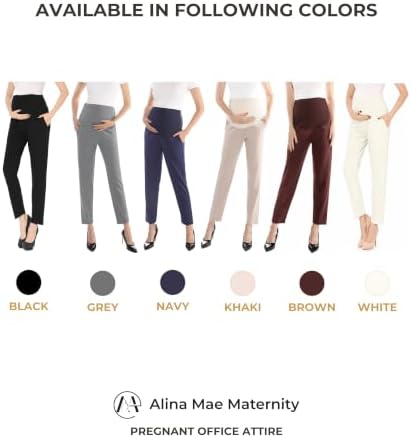 Maternity Pants Work Over The Belly with Pockets, Womens Pregnancy Dress Pants Office Clothes Trousers Stretch Summer