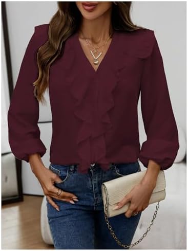 GORGLITTER Women's Ruffled Top Blouses Dressy Business Casual Outfits