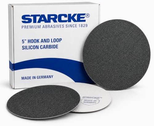 5 inch Sanding Discs Hook and Loop Round Sand Paper Discs, Black Silicone Carbide No Hole Hook and Loop Sanding Disc, 50 Grit Orbital Sander Pads for Wood, Auto Body, Paint & Plastics 25 Pack