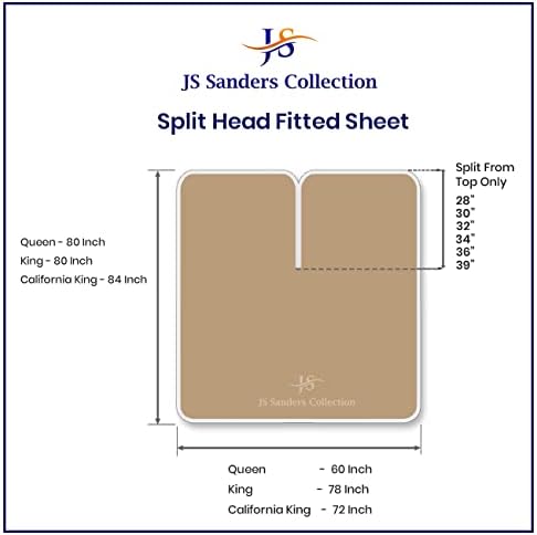 JS Sanders Collection Split Head Sheet Set Cal. King Size,Taupe