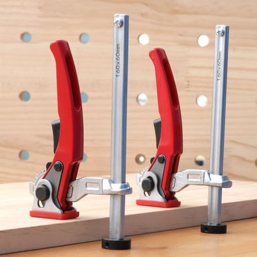 2 Pack Hold Down Clamps, 20mm Base Ratchet Bench Dog Clamps for Woodworking