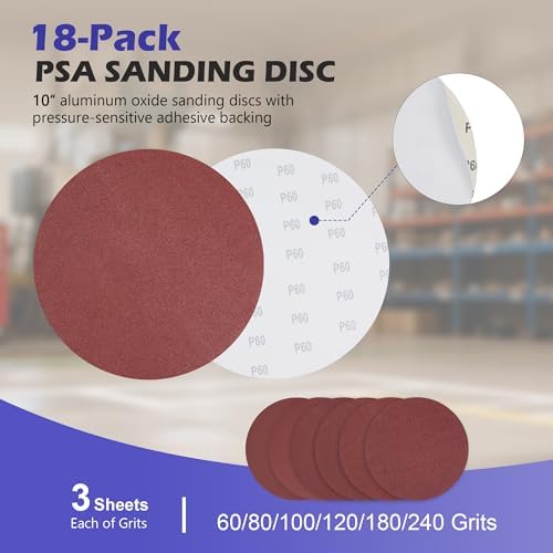 10" Table Saw Calibration Plate & Sanding Disc Set - Includes 18Pcs PSA Sandpaper (60-240 Grit), 5/8" Arbor, 1/8" Thick #42 Alloy Steel Balance Blade for Precision Alignment
