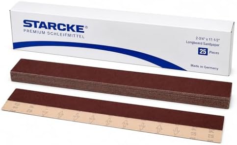 2-3/4x17-1/2 Inch Longboard Sandpaper 50 Pack, 150 Grit Sandpaper Aluminum Oxide Sandpapers Sanding Sheets, Clip-On Auto Body Sander for Wood, Metal, Paint, Plastic Starcke Sandpapers Longboard Sander