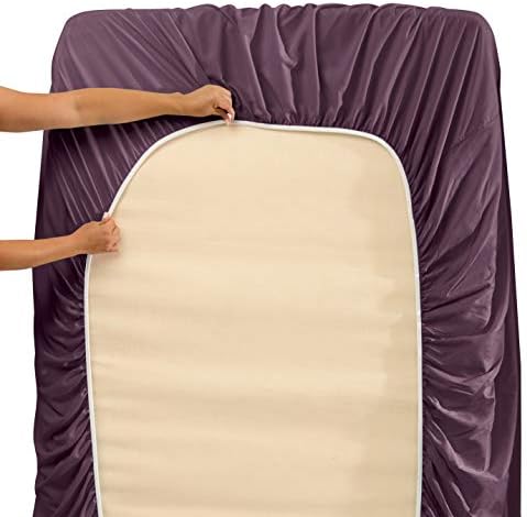Hearth & Harbor Full XL Size Sheets - 4 Piece Bed Sheet Set, Hotel Luxury Double Brushed Bed Sheets - Extra Soft Bedding Sheets & Pillowcases, Full XL, Purple