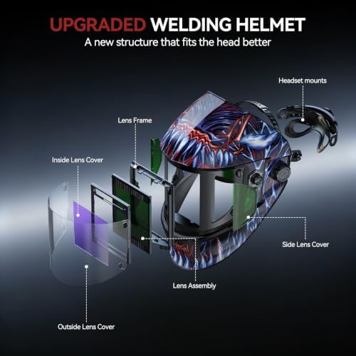 ARCCAPTAIN Welding Hood, 180° Panoramic View Auto Darkening Welding Helmet (LY800Js-VL)