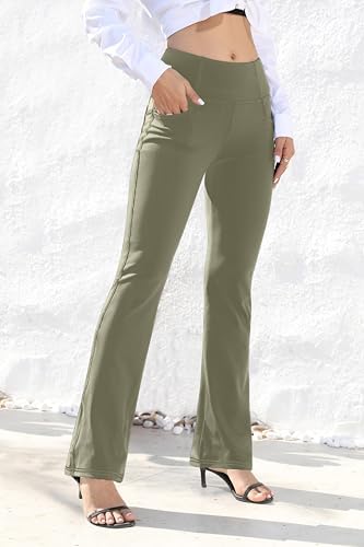 VOOVEEYA Women's Bootcut Leggings - Bootleg Yoga Pants Flare with 4 Pockets