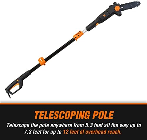 WEN 4019 6-Amp 8-Inch Electric Telescoping Pole Saw, Corded electric - Black&orange