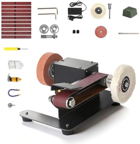 Mini Belt Sander, Electric Small Sander Knife Making Supplies, 7 Adjustable Speed Electric Knife Sharpener, Power Belt Grinder for Woodworking. (Wet/Dry Pro - Advanced Grinding Kit)