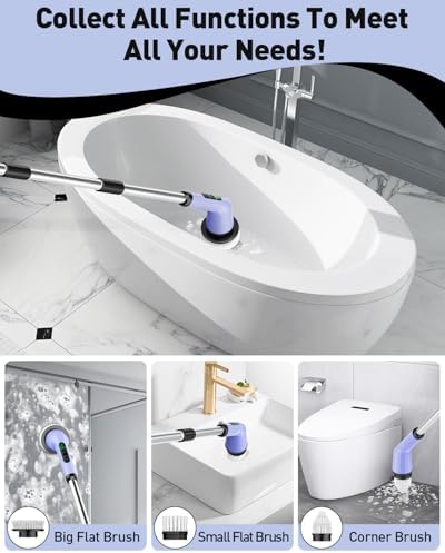 Electric Spin Scrubber for Bathroom, Shower Scrubber with Long Handle