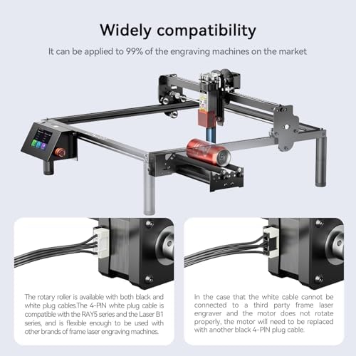 Longer Rotary Roller Series,Laser Engraver Rotary Roller, Y-axis Rotary Roller 360° Rotation for Laser Engraver Engraving Cylindrical Objects Tumblers Cans Cups Bottles, Adjustable Diameters 6-200mm