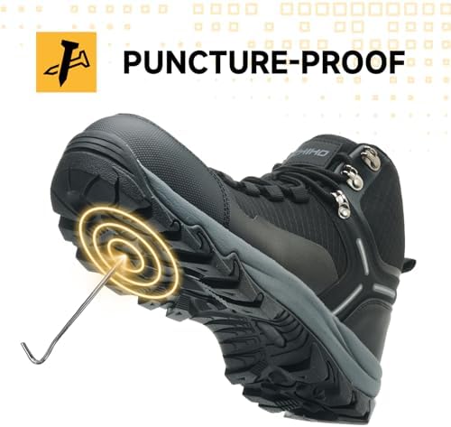 Kezhiho Waterproof Steel Toe Boots for Women Wide Width Non Slip Work Boots Lightweight Slip Resistant Safety Shoes Indestructible Construction Composite Toe Sneakers