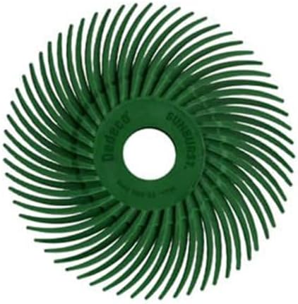 Dedeco Sunburst Radial Bristle Discs 12-Pack - 2" Curved - 3/8" Arbor - Dark-Green 50 Grit (Extra-Coarse) - Aluminum Oxide for Polishing & Finishing