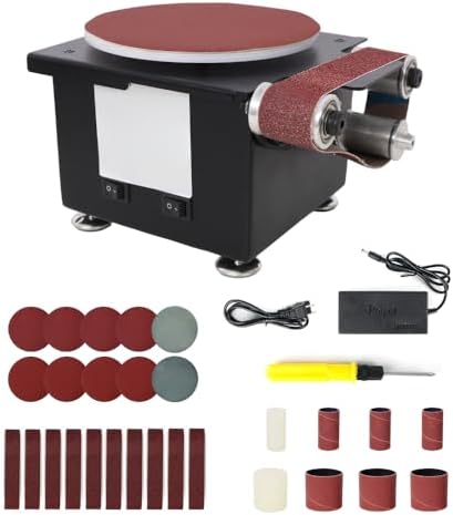 2-in-1 Mini Belt Disc Sander with Adjustable Speed – Compact Bench Grinder and Spindle Sander for Wood, Metal, and Stone DIY Polishing and Grinding
