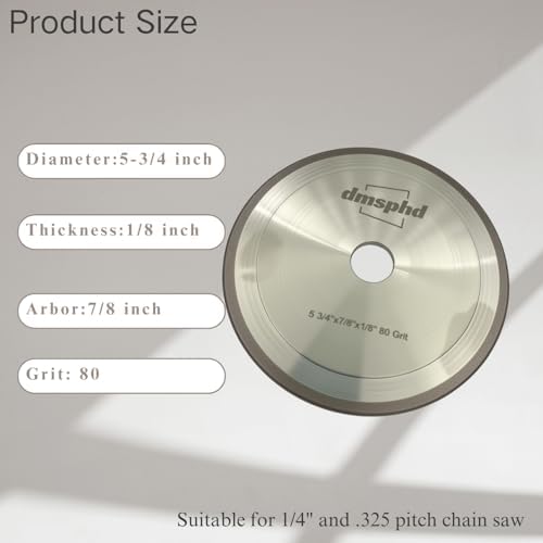 CBN Chainsaw Grinding Wheel 5-3/4" Disk, 7/8" Arbor, 1/8" Thick for Sharpening Any Steel Chainsaw Chain （1/8" Thick）