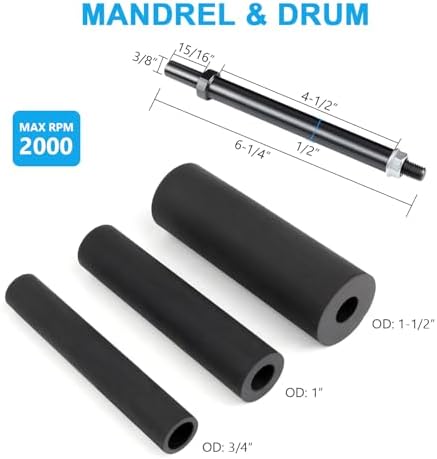 Spindle Sander Adaptor 4-1/2" x 1/2" with Rubber Sanding Drum Kit OD 3/4", 1", 1-1/2" and Sandpaper Sleeves Grit# 80,120 - S/10