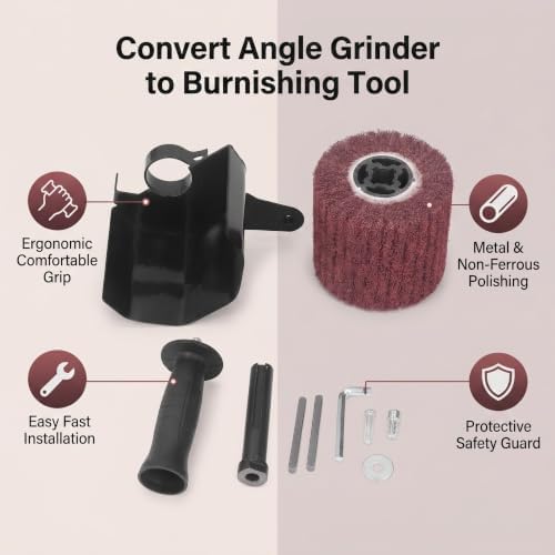 Metal Burnishing Machine, Burnishing Polishing Machine Kit Angle Grinder Attachment for Wood Metal Grinding M10 With Comfortable Handle