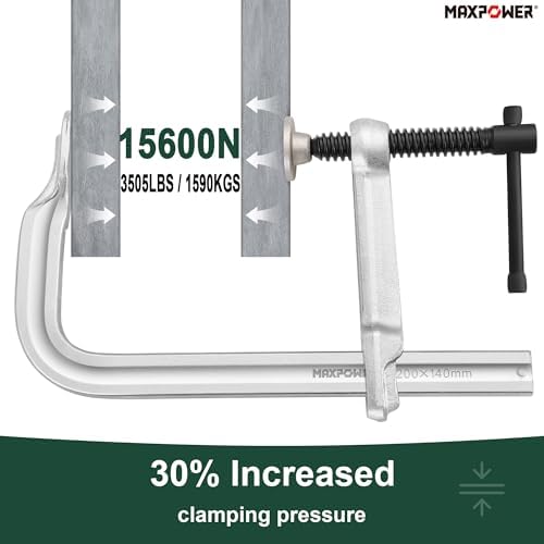 MAXPOWER Thick Rail F Clamp, 8" Jaw Opening, 5-5/8" Throat