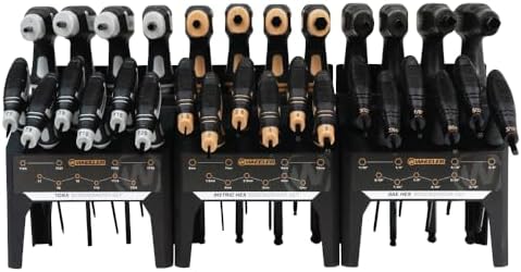 Wheeler 30 Piece SAE/Metric Hex and Torx P-Handle Set for Pistol Rifle Handgun Gunsmithing Rebuild and Maintenance, Black, Yellow, Gray