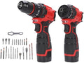 16.8V Screwdriver and Electric Drill Set, With 3 Batteries, 25 Accessories and Tool Bag, for Home DIY, Woodworking, Red
