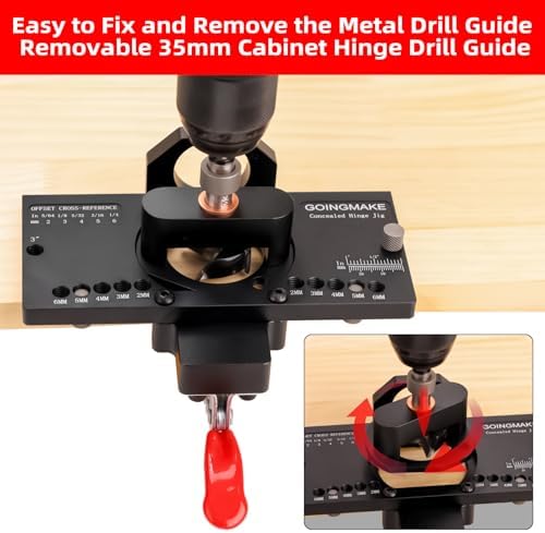 GOINGMAKE Metal Concealed Hinge Jig with Quick Clamp,35mm Cabinet Hinge Jig