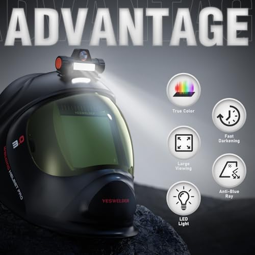 YESWELDER Welding Helmet with USB LED Light, Large True-Color View