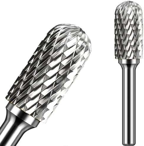 Carbide Burr Set 1/4" Shank SC-5 Die Grinder Bits Tungsten Double Cut Burr Bits (1/2" Cutter Dia X 1" Cutter Length) for Die Grinder Kits Metal Grinding Drilling Polishing (1pcs)